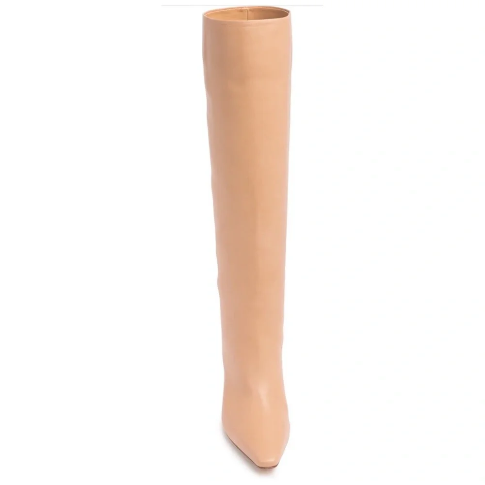 BOTTEGA VENETA Calf Leather Pull On Almond Toe Knee High Cloud Boots Cipria - Picture 4 of 12
